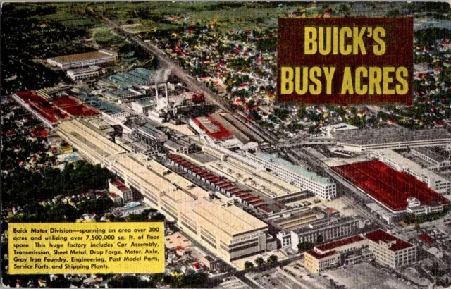 Postcard Aerial View Buick Motor Division Plant MI Michigan c.1930-1945     M228