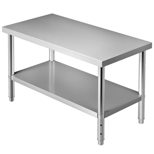 VEVOR Stainless Steel Work Table 48x30 in Commercial Food Prep Table Undershelf