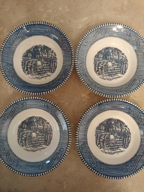Royal China CURRIER & IVES Small Dessert Berry Bowl "Children At Gate" Set of 4