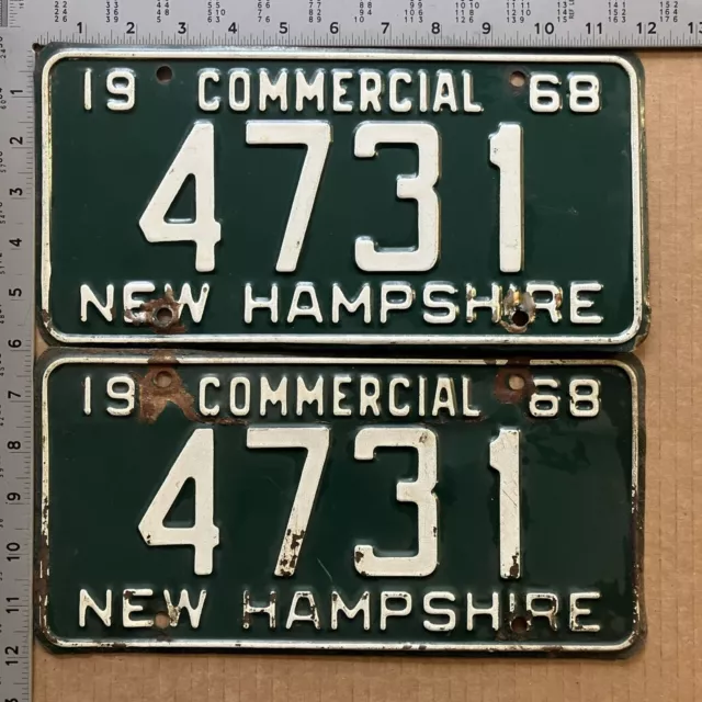 1968 New Hampshire truck license plate pair 4731 Ford Chevy Dodge 9560