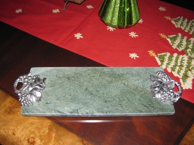 Arthur Court Cheese Board - Brand New - Grape Leaf Pattern - Marble Base