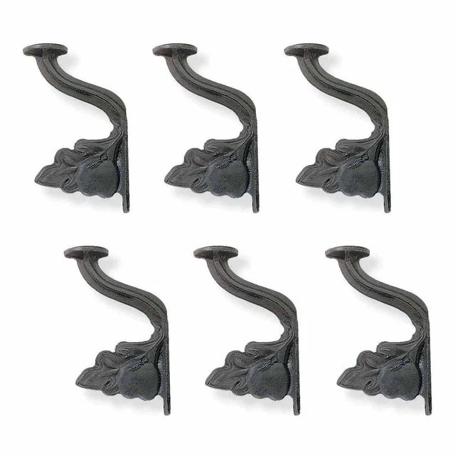 6 Hat Hook Black Cast Iron Grape Leaf | Renovator's Supply