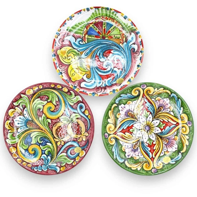 Piatto Ornamentale in ceramica Caltagirone - Ø 25 cm ca. (1pz) in tre opzioni de
