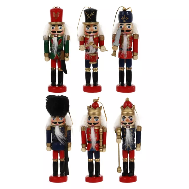 6 Pcs Soldat Casse-noisette En Bois Décorations D'arbre De Noël Parure Fête