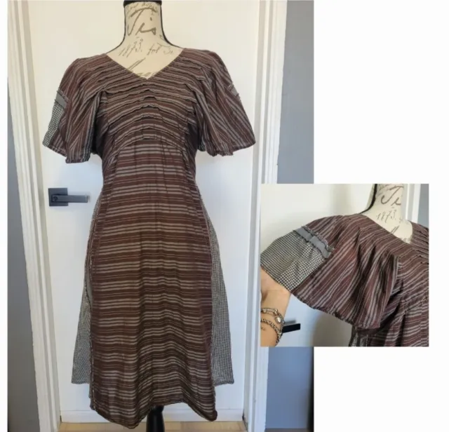 Issey Miyake Heart Haat Cottagecore Cotton Butterfly Sleeves Dress Size 2