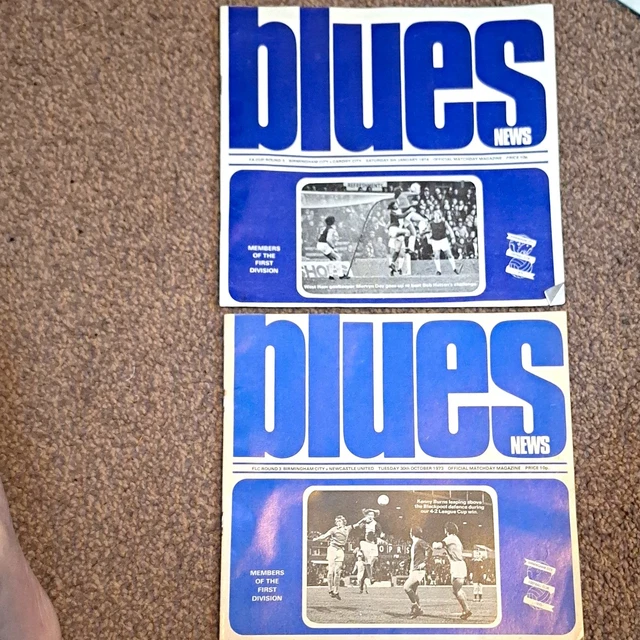 BIRMINGHAM CITY BLUES News 2x 1973/74 Programmes v Cardiff & Newcastle ...