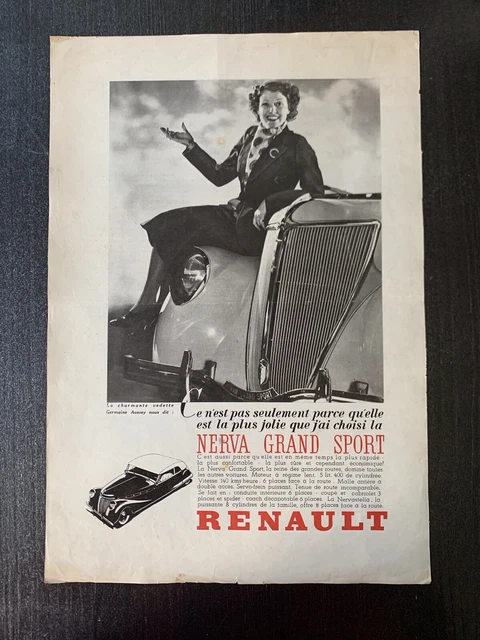 Affiche Originale Renault - Coupé Cabriolet Nerva / Celta / Prima / Viva - 1934-39