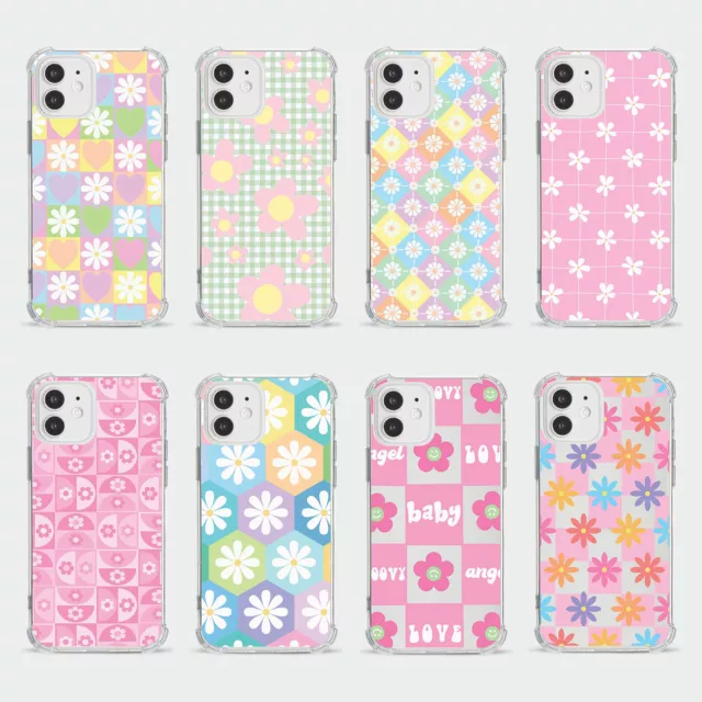 Case For Iphone 15 14 13 12 Se Shockproof Phone Cover Floral Gingham Pastel