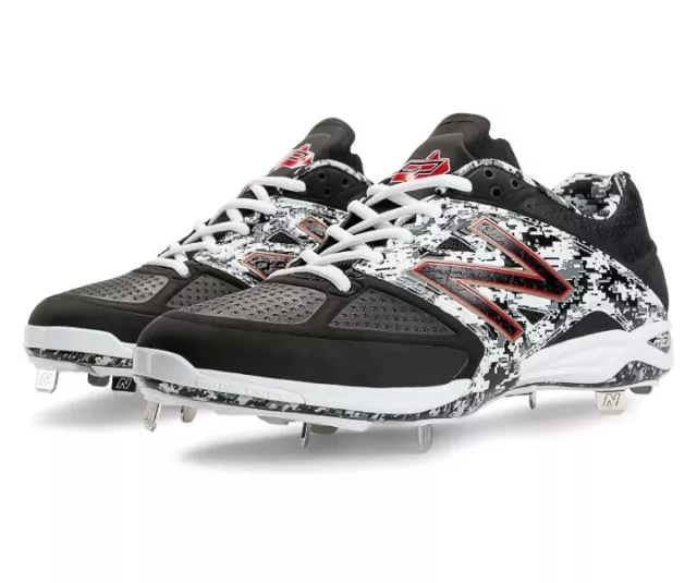 New Balance Pedroia Low-Cut 4040v2 Metal Cleat Mens Shoes Black-White Size 15