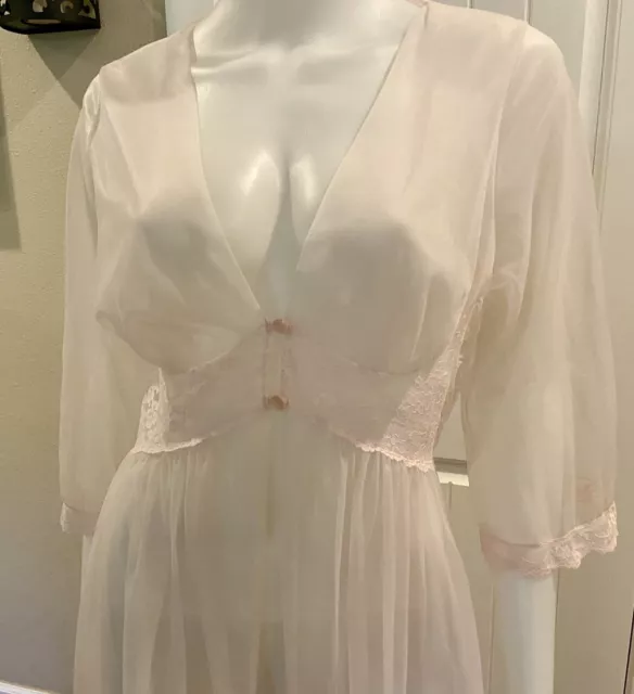 Vintage JC Penny Sheer Lace Lingerie Robe Medium