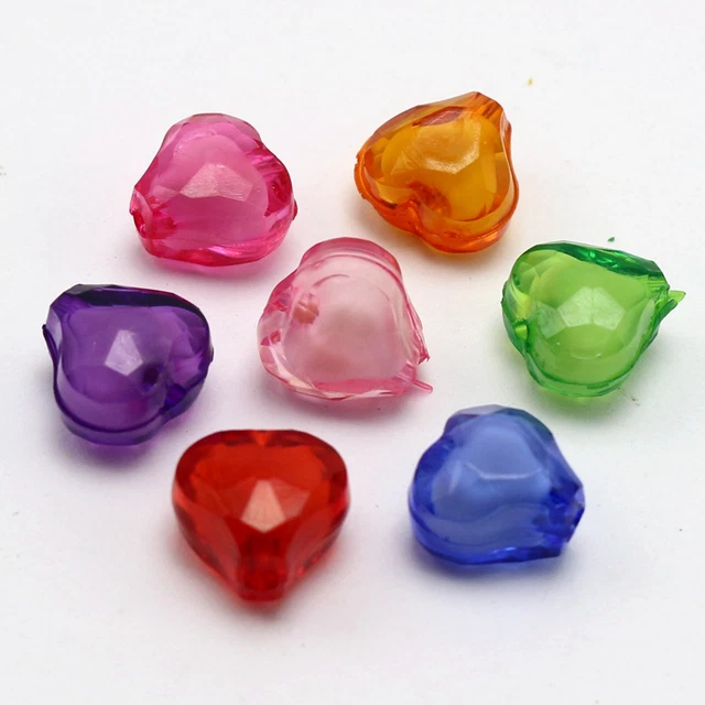 50 cuentas de dije de corazón facetado acrílico de colores mixtos 14 mm "Cuentas interiores"