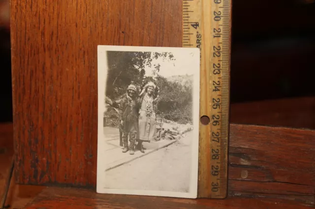 Antique ca 1910's Photo Native American Indians in Dress and Headdress