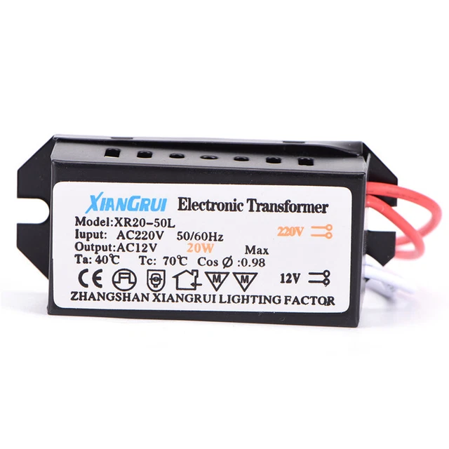 Transformateur électronique - SALUTUYA - 220V à 12V - 20-60W - Ultra mince - Intérieur - Bricolage