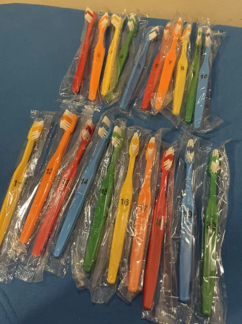 20x Childrens Tooth brush Numbered Coloured Job Lot Bulk Multibuy Kids Teeth