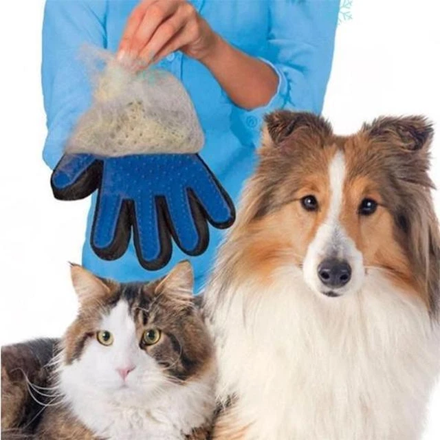 UPGRADED PAIR Pet Grooming Gloves Brush Dog Cat Fur Hair Removal Mitt-Massage