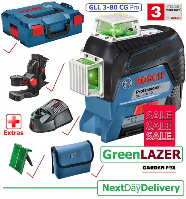 new BOSCH GLL 3-80 CG + BM LASER LEVEL in LBoxx 0601063T70 3165140888448 ZTD