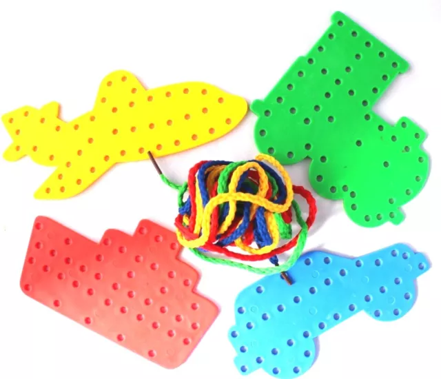 Transport Lacing Shapes 4 Pack Threading Laces String Lace Toy Fine Motor Skills