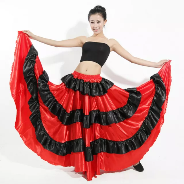 Adult Children Swing Dance Skirt Tango Spanish Flamenco Modern Ballroom Costume