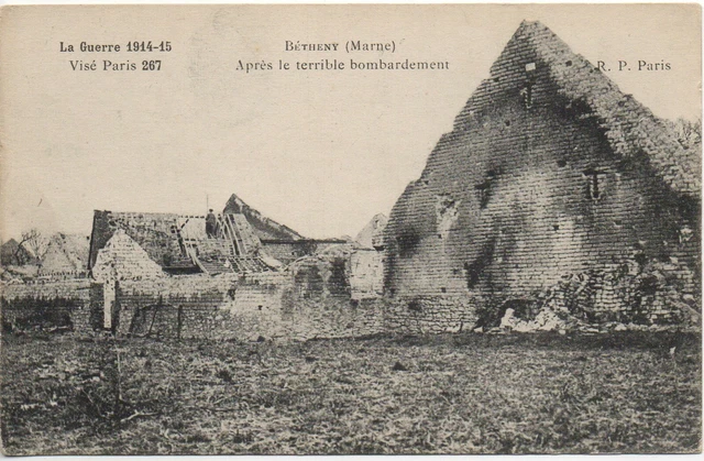 BETHENY environs de REIMS - Marne - CPA 51 - Guerre 1914 Village rue bombardée