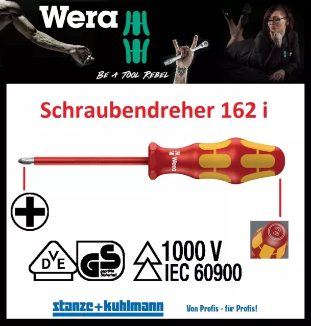 WERA VDE Elektro Schraubendreher  162 i PH 0,1,2+3 isoliert + Griff ergonomisch