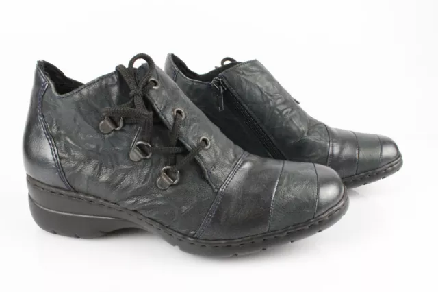 RIEKER Bottines Boots Cuir Noir et Gris T 37 Très bon état