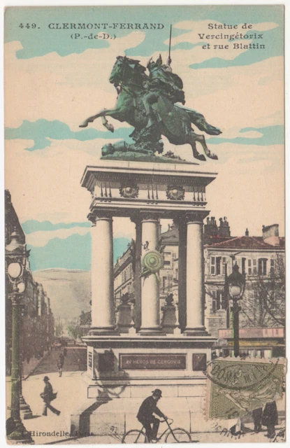 CPA 63 CLERMONT FERRAND Statue of Vercingetorix and Rue Blattin No. 449