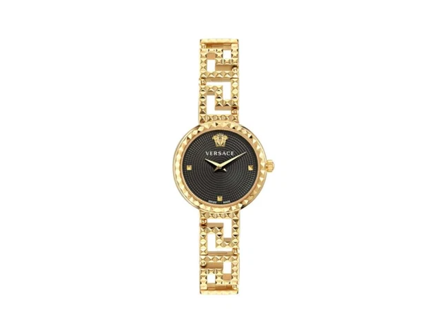 Versace Greca Goddess Quartz Watch, PVD Gold, Black, 28 mm, VE7A00423