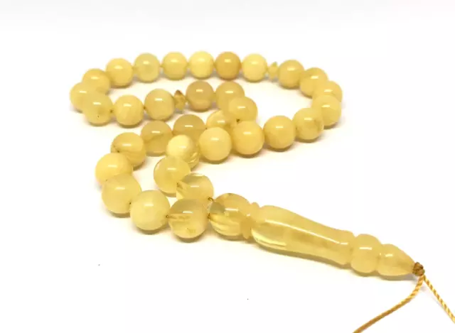 Islamic 33 Prayer Beads Gift Round NATURAL BALTIC Amber Tasbih Rosary 16g 10793