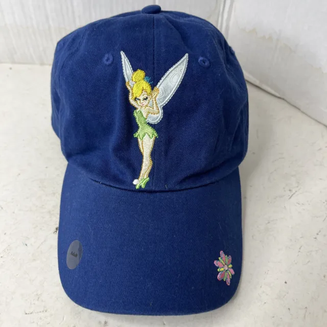 Disney Store Baseball Cap Hat Navy Blue Tinkerbell Glitter Dust Adjustable Navy