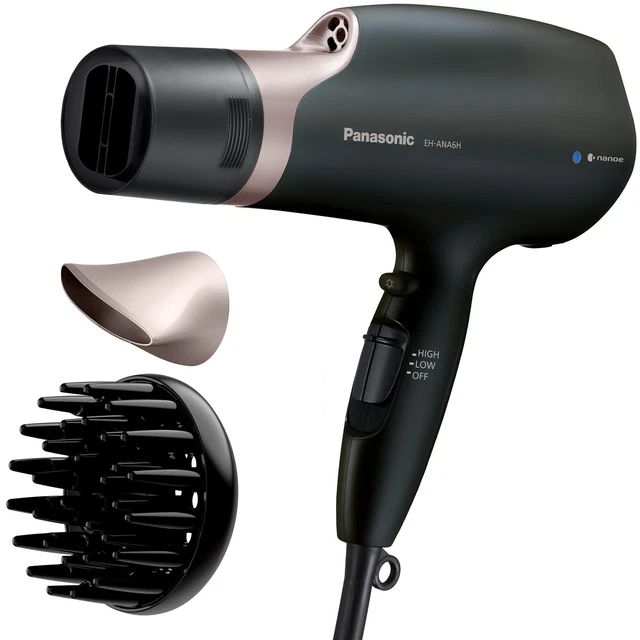 PANASONIC NANOE HAIR Dryer, QuickDry Nozzle, Black/Pink Gold, EH