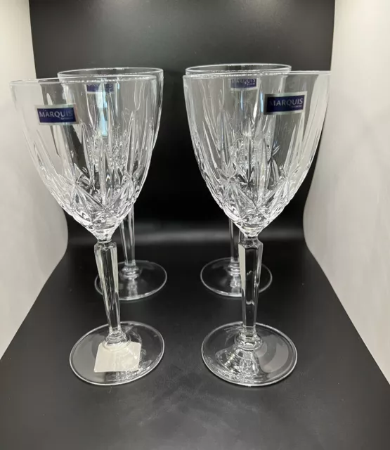 Set Of 4 Marquis By Waterford Crystal Water Goblets, Sparkle Pattern