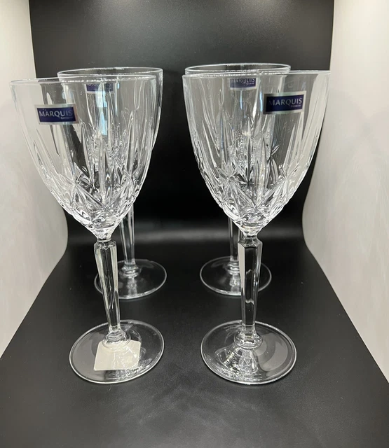 Set Of 4 Marquis By Waterford Crystal Water Goblets, Sparkle Pattern Set Of 4 Marquis By Waterford Crystal Water Goblets, Sparkle Pattern