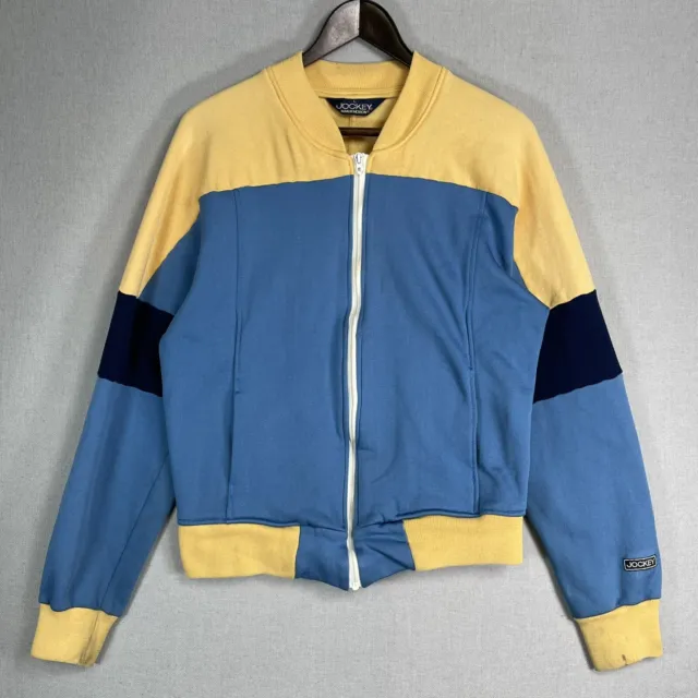 VINTAGE 70s Jockey Man In Motion Sweatshirt Men Size Large Full Zip Color M24