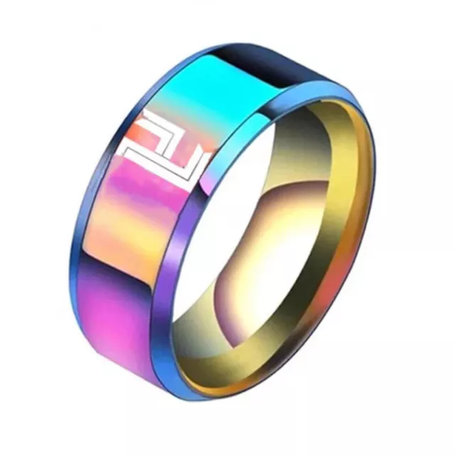 8mm Wide rainbow stainless steel rings For Man punk jewelry birthday gift size12