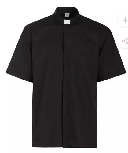 Camicia sacerdote Clergy misto cotone manica corta Ottima qualità