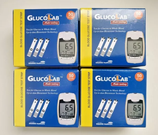 Glucolab Glucosa en la Sangre Diabético Prueba Tiras Reactivas - 4 Cajas De