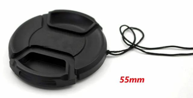 55mm Lens Cap Center Pinch Snap On Front Cover for Canon Nikon Sony