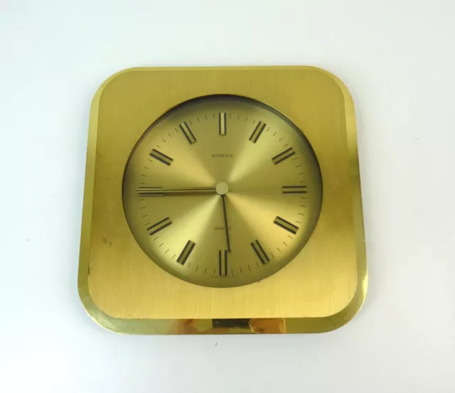 Very Rare Original Mid Century Golden Brass Vintage Wall Clock By Kienzle