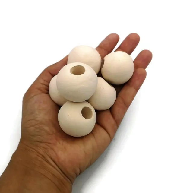 6Pc Handmade Ceramic Bisque Beads Ready To Paint, Large Hole Beads for Macrame