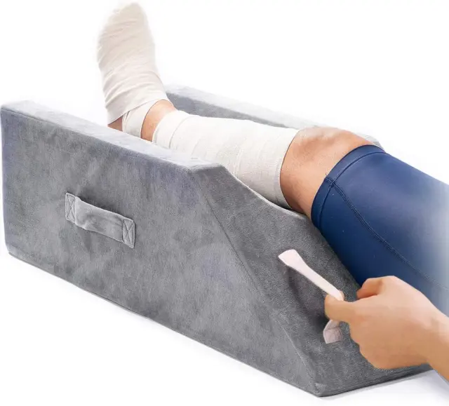 Memory Foam Leg Support and Elevation Pillow W/Dual Handles for Surgery, Injury,