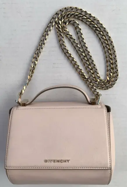 Givenchy Mini Pandora Box Leather Shoulder Bag Light Pink W/Gold Chain Hardware