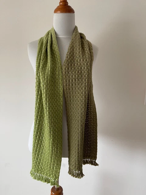 Bajra Handmade Ombre Green Cashmere Silk Basketweave Fringe Scarf $395 Bajra Handmade Ombre Green Cashmere Silk Basketweave Fringe Scarf $395