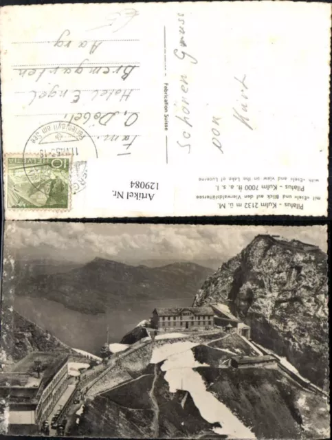 129084,Pilatus Kulm m. Esel u. Blick auf Vierwaldstättersee 1953 Ansicht Bergsta