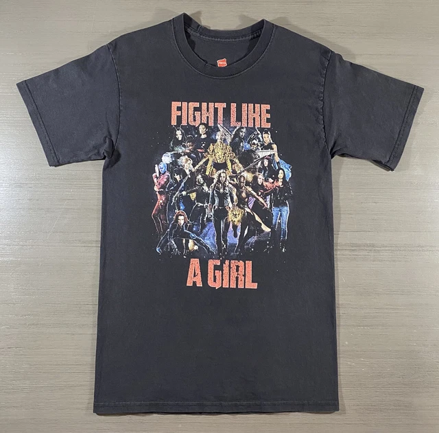 Marvel Shirt Adult Women's Small Petite Black Fight Like A Girl Action Hero 00s Marvel Shirt Adult Women's Small Petite Black Fight Like A Girl Action Hero 00s