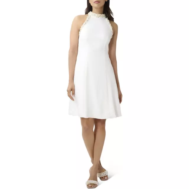 Adrianna Papell Womens Beaded Knee-Length Cocktail Fit & Flare Dress BHFO 4697