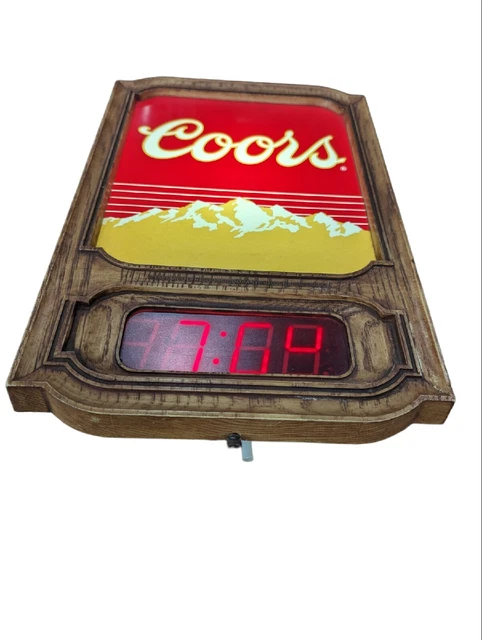 Vintage 1981 Coors Beer Lighted Rocky Mountain Range Clock Sign Works