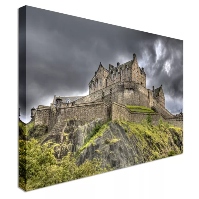 Edinburgh Castle rainclouds Landscape Canvas Wall Art Picture Print