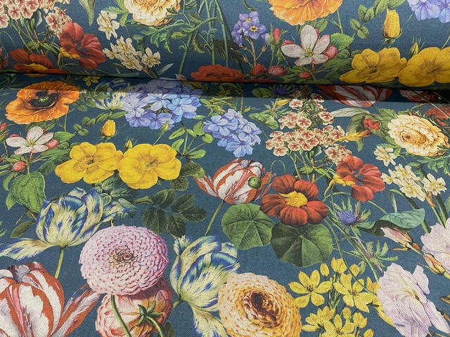 Myrte Rose Blaugrün Baumwolle 140 cm breit Vorhang/Bastelstoff 2