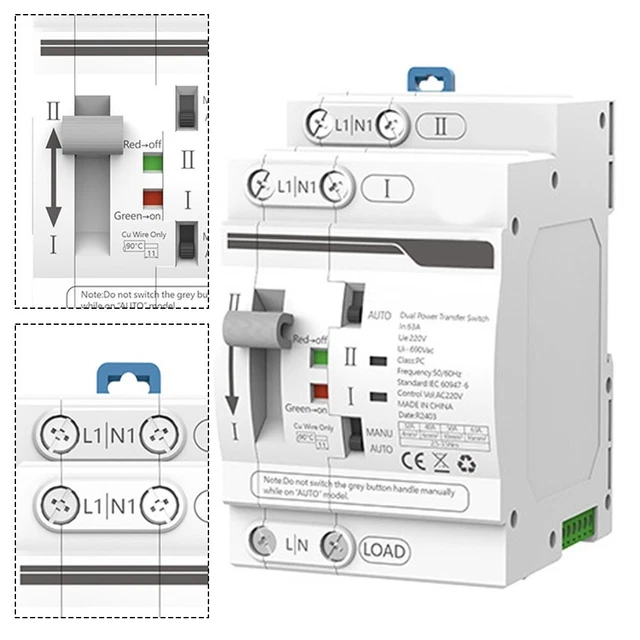 Interrupteur Automatique GEYA 25-63A Double Puissance – Pour Basculement Réseau/générateur 220V