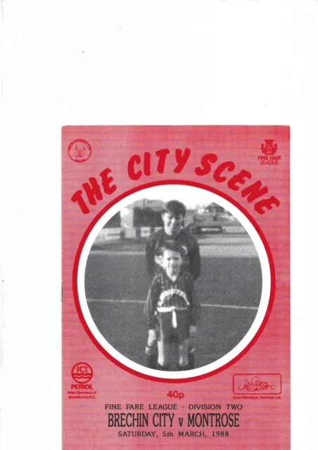 Brechin City V Montrose 5/3/1988 League Match Programme